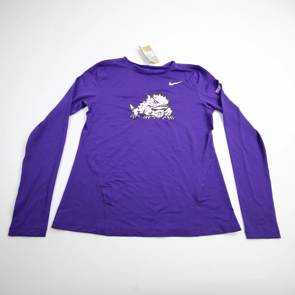 Camisa TCU Horned Frogs Nike Pro Dri-Fit Manga Larga Para Mujer Púrpura Nueva Foto 1 de 1