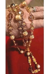 Raro Collar Vendome Oro Aurora Boreal Cristal Cuentas Filigrana  - Imagen 1 de 9