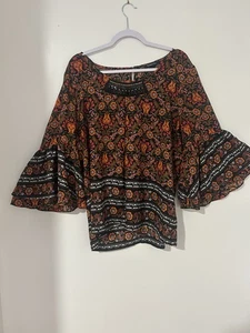 relativity Woman's Blouse Bohemian Peasant Hippie Fall XL - Picture 1 of 10