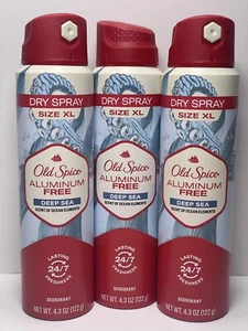 3 pack Old Spice Aluminum-Free Deep Sea Dry Spray 24/7 Deodorant BRAND NEW - Picture 1 of 2