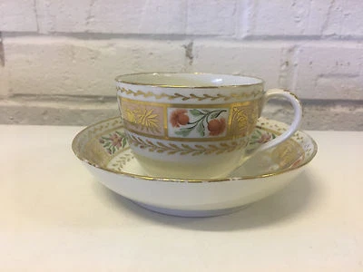 Antique 19th Century Old Paris Empire Porcelain Cup & Saucer w Floral Decoration - Image 1 of 4