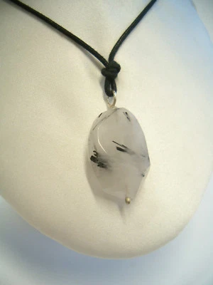 Ciondolo in ARGENTO 925 con QUARZO RUTILATO e girocollo - pendente pietra dura - - Immagine 1 di 4