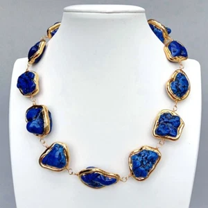 Collar Gargantilla Color Turquesa Cuentas Freeform Enchapado en Oro Collares Gruesos - Imagen 1 de 6