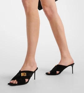 Balmain Uma Mules In Suede Leather size 37.5 - Picture 1 of 18