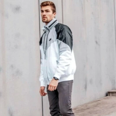 Rare Nike Windrunner Nylon Glanz Jacket Windbreaker Black White Gray Sml - Image 1 of 4