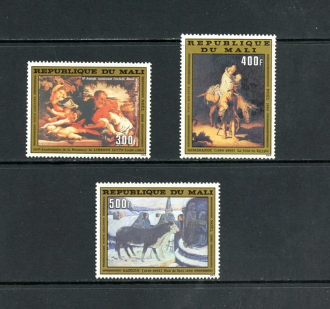 Q865   Mali  1980   art paintings   Rembrandt,  Gauguin    3v.   MNH Cover