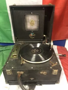 1928 GRAMMOPHONE SUITCASE 78 RPM BRAND ENGLISH DULCETTO WORKING - Picture 1 of 12