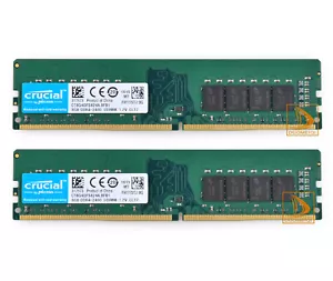 16GB Crucial 2X 8GB DDR4 2400MHz PC4-2400T 288Pin 1.2V UDIMM Desktop Memory RAM - Picture 1 of 12