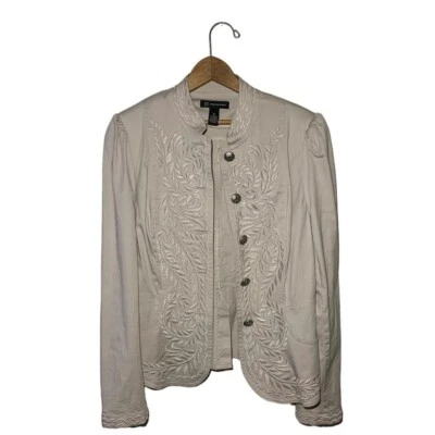 I.N.C. Chaqueta crema bordada International Concepts para mujer talla M Foto 1 de 3