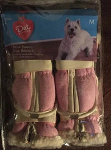 New Pink Faux Sueded Dog Booties Size M Priced To Sell 💕 - Picture 1 of 4