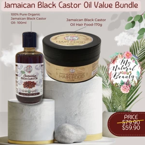 JAMAICAN BLACK CASTOR OIL HAIR FOOD +100ML OIL VALUE PACK- Save $20.00 - Picture 1 of 22