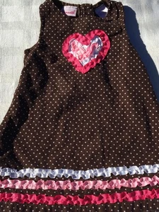 Girl's Nannette corduroy Jumper Dress SZ. 24 Mo. Brown, Pink,White - Picture 1 of 5
