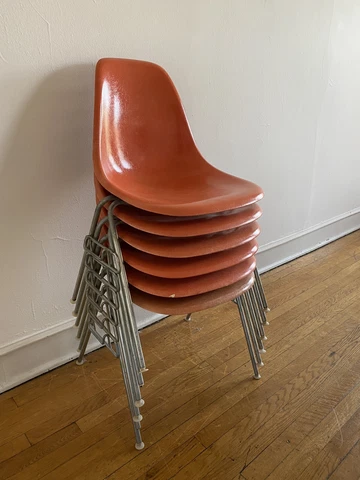 Eames Molded Fiberglass Side Chair, Stacking Base, Set Of 6 Cover