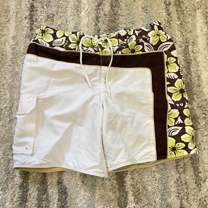 Breakwater Herren Badehose braun/grün/weiß hawaiianische Shorts Größe Large - Bild 1 von 10