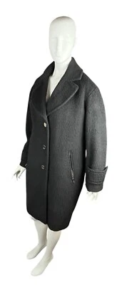 Eliza J Knee Length Coat Black Size 12 Textured Wool 3 Button Zipper Pockets - Image 1 of 4