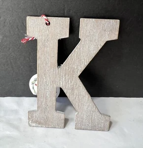 Monogram Wood Christmas Ornament Target Wondershop Wooden Letter Initial K - Picture 1 of 3