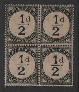 Trinidad 1885 SG D1 Very dark gum ½d. RARE block of 4 - Mint MNH - Picture 1 of 2