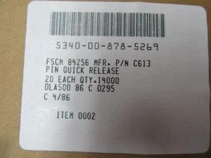 Caja de 20 pines de liberación rápida NOS # C613 /17990C613/5340-00-878-5269 - Imagen 1 de 5