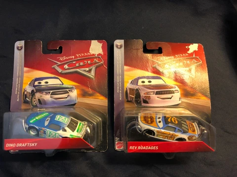MATTEL DISNEY PIXAR CARS DINO DRAFTSKY & REV ROADAGES-Sticker Tears on Blisters Cover