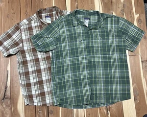 Lot Of 2 Patagonia Short Sleeve Snap Button Shirts Mens XL Plaid Outdoors Hiking - Picture 1 of 14