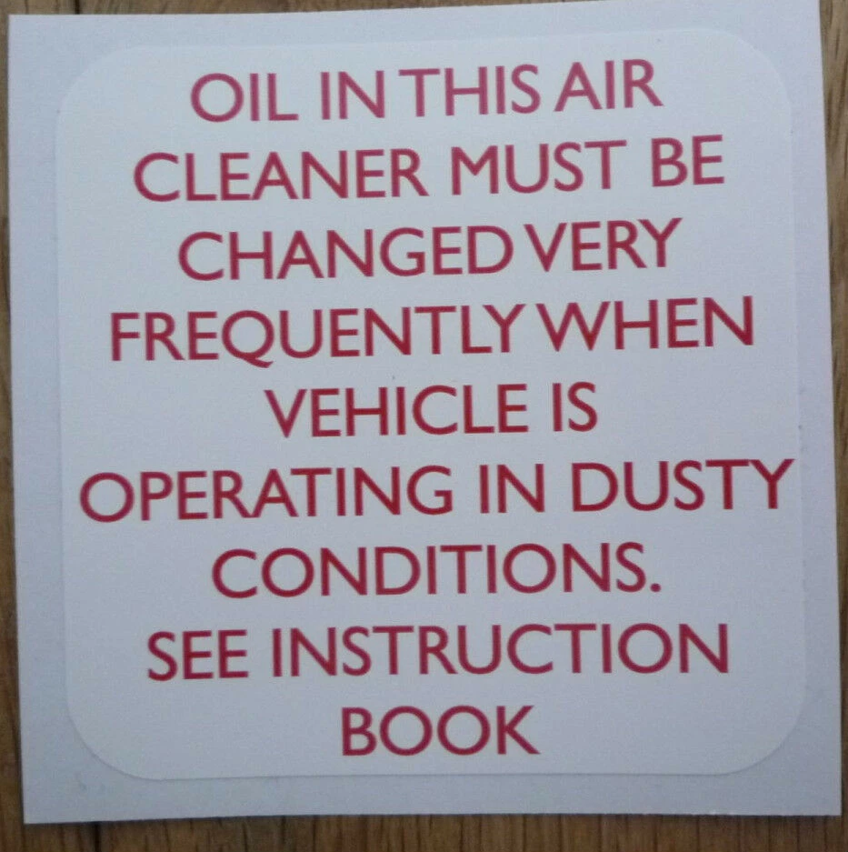 Land Rover Series 1 2 2a 2b 3 Oil Bath Air Cleaner Filter Vintage Label Decal - Image 1 of 1