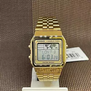 Casio A500WGA-9D Vintage Series Gold Tone Stainless Steel Bracelet Digital Watch - Picture 1 of 12
