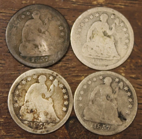 4 Seated Half Dimes..........Lot 7974 Cover