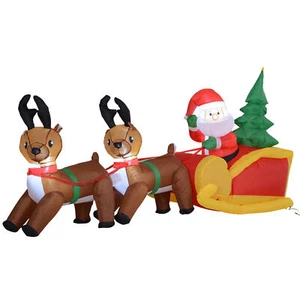 7ft Christmas Inflatable Santa Claus Sleigh Reindeer Outdoor Blow-Up Yard Decor - Picture 1 of 9