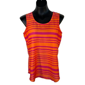 Ann Taylor - Women's S Tank Sleeveless Blouse Orange Pink Stripe - Picture 1 of 8