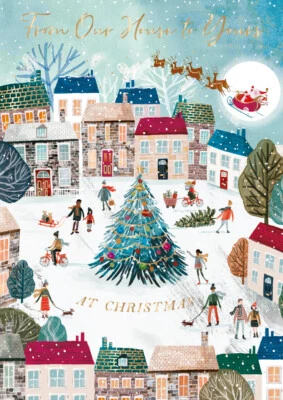 LING DESIGN From Our House To Yours Festive Neighbours Christmas Card Xmas Greeting Cards