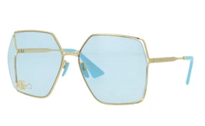 Gucci Sunglasses GG0817S Gold Blue Square Oversized Sunglasses - Picture 1 of 1