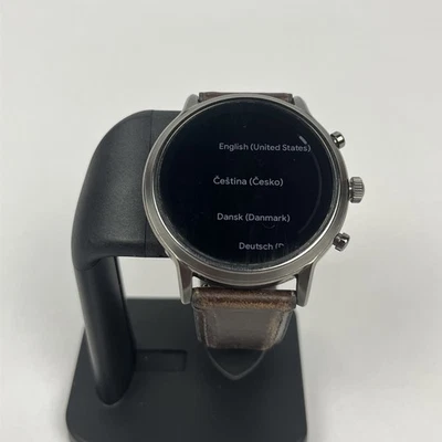 Fossil Gen 5 Carlyle (DW10F1)- GPS Silver Brown 44mm Leather  Band - *WORKING* - Image 1 of 4