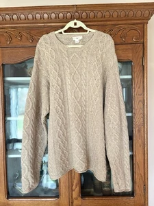 J. Crew Size XLT Wool Fisherman Sweater Beige Chunky Cable Knit - Picture 1 of 7