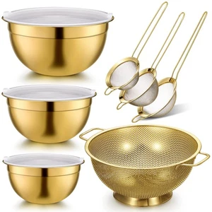 Accesorios de cocina dorados de 7 piezas incluye colador de acero inoxidable con asas... - Imagen 1 de 7