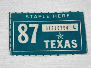 Adesivo targa autovettura Texas 1987 - Foto 1 di 1