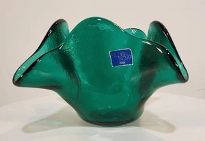 Vintage Studio Nova Italy Smaragdgrün Freeform Kunstglas Schale - Murano Stil, - Bild 1 von 7