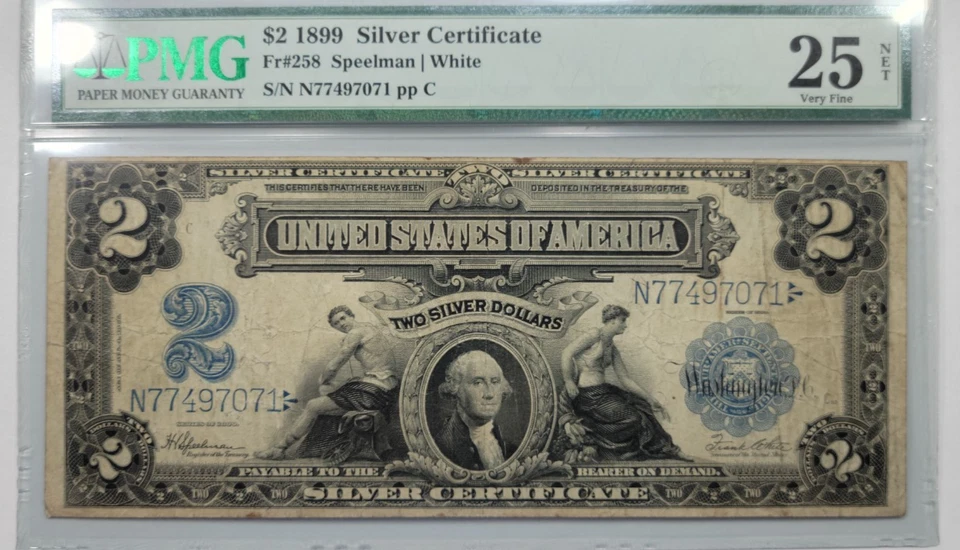 1899 $2 Silver Certificate MINI PORTHOLE PMG VF25 Fr. 258 Nice Circulated *K239 - Image 1 of 4