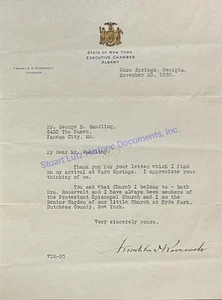 Franklin Roosevelt signed letter re: the church he & Eleanor attend in NY - Picture 1 of 4