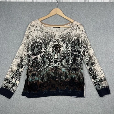 NIC+ZOE Suéter Mujer Grande Multicolor Abstracto Mezcla de Lino Manga Larga Boho Foto 1 de 4