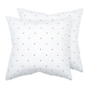 Embroidered Swiss Dot White and Navy Euro Sham Set of 2 - Levtex Home - Picture 1 of 3