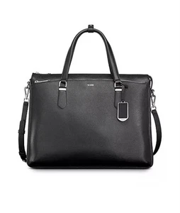 Tumi Stanton Esme Laptop Tote Bag Black Leather Computer Briefcase Carry On - Picture 1 of 6