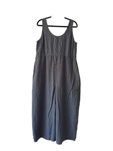 Patagonia Hanf Tencel Jumpsuit Damen Gr. L blau grau Nadelstreifen ärmellos Freizeit - Bild 1 von 14