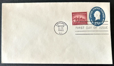 Scott U542  2 1/2¢ GEORGE WASHINGTON EMBOSSED ENVELOPE FDC 1960 - Image 1 of 2