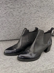 stiefeletten 38, Schwarz Blau, Leder , Zinda, Luxus, Kaum Getragen - Bild 1 von 4