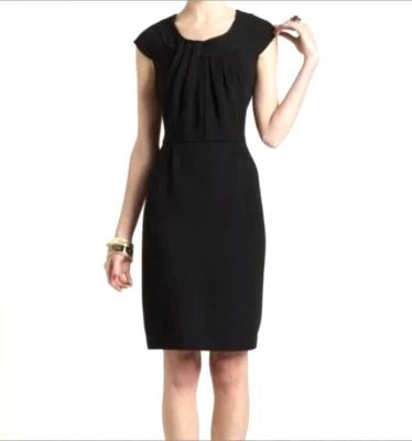 Vestido KATE SPADE Raya Negro Talla 4 Manga Casquillo Negocios Cóctel Rodilla Clásico Usado en Excelente Condición Foto 1 de 4