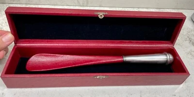 calzascarpe artigianale in cuoio ed argento - Immagine 1 di 4