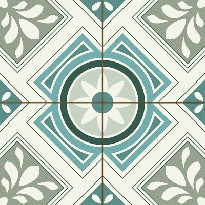 Traditional Patterned Ceramic Wall Floor Tile Blue Matt Square Tile 45x45cm Box - Image 1 of 2