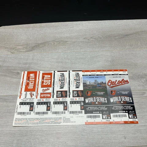 2014 BALTIMORE ORIOLES WORLD SERIES PLAYOFFS TICKET STRIP SHEET STUBS ROYALS Cover