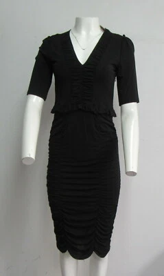 BURBERRY Black Stretch Ruffle Dress Size 8 - Image 1 of 4