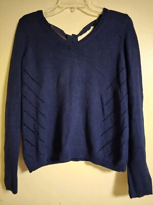 AUTÉNTICO Suéter Polilla Algodón Mezcla Cachemira S Corbata Trasera Anthropologie Diseñador Top Foto 1 de 4